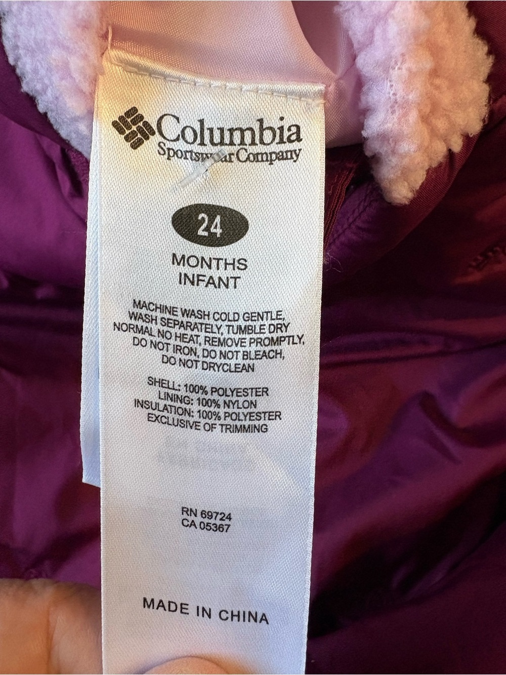 Columbia Purple Hooded Kids Puffer Sleep Sack - Picture 3 of 8